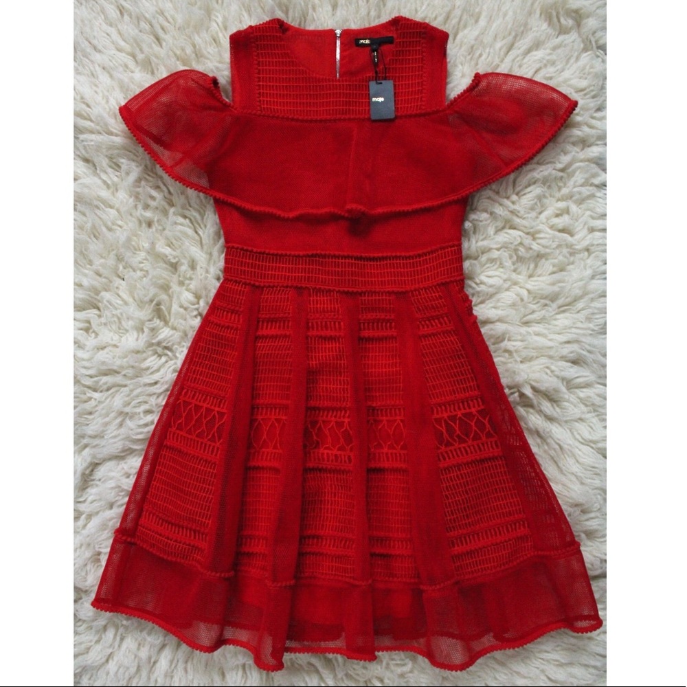 Maje Rosalie Dress NWT in Red